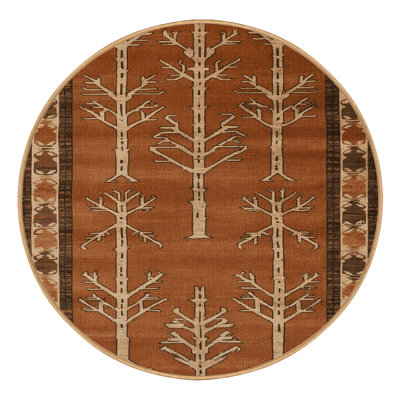 Machine Washable Botanical Brown Area Rug