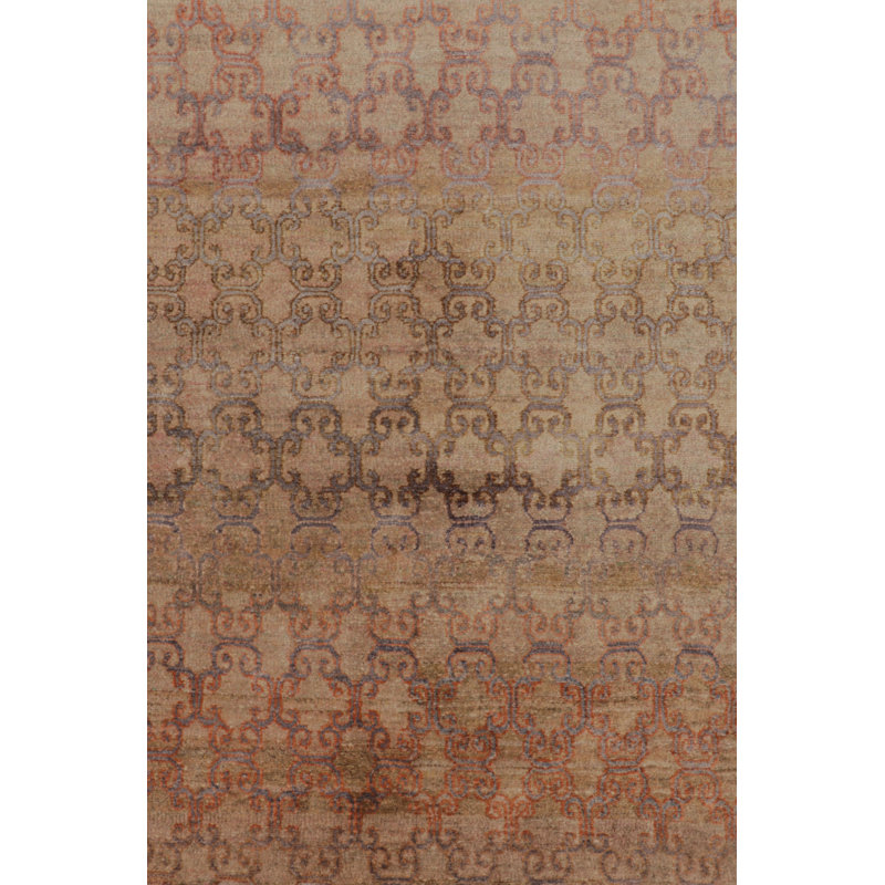 Rug & Kilim’S Modern Classics Runner Rug In Ombre Rust And Mauve Floral Lattice Pattern
