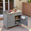 Îlot de cuisine extérieur avec plateau en acier inoxydable, grand tiroir, tablettes réglables, supports de rangement internes et 4 roulettes-125428007