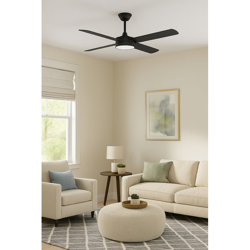 Bryant - 52'' 4 Blade LED Ceiling Fan - Black Finish, Black, Black