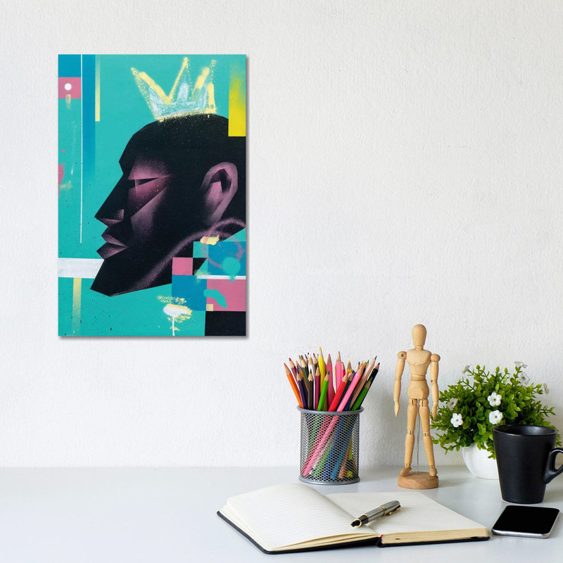«King» par VCalvento - impression d'art graphique, Pas de tapis, Toile tendue, H 12 po x l 8 po x P 0,75 po