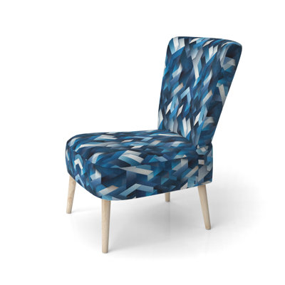 Chaise d'appoint rembourrée moderne à motif géométrique blanc et bleu Minimalist Polygons