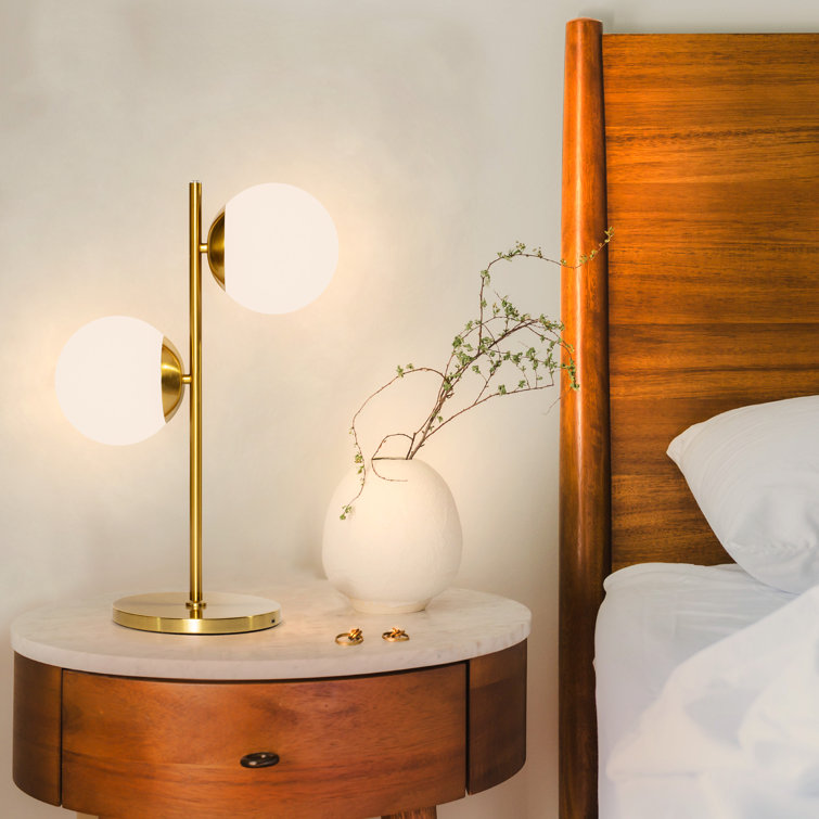 Lampe de bureau blanc en bois et en métal ALDAN 