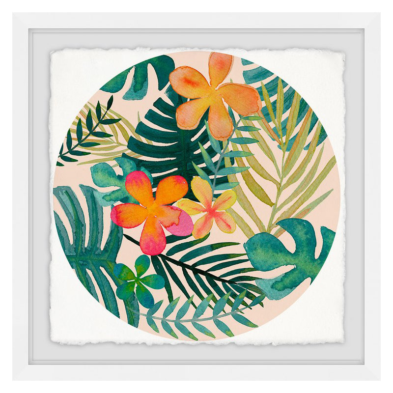 Feuilles dans un cercle II - reproduction de cadre photo, H 12 po x l 12 po x P 1,5 po