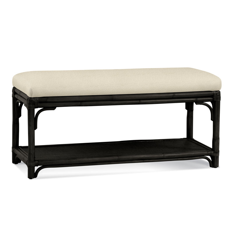 Banc de rangement en osier Summer Retreat, Noir antique, Ivoire Crypton Performance; 0886-91