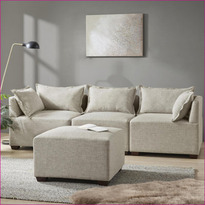 Canapés, fauteuil modulaire décontracté moderne pour le salon | Bois massif, espresso foncé | Polyester | Standard