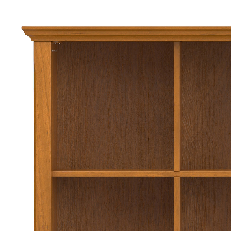 Acadian 48"H Solid Wood Transitional 12-Cube Bookcase with Fixed Shelves and Tapered Legs, Brown