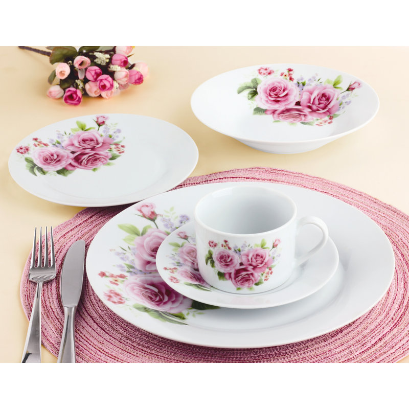 Service de table 20 pièces, service pour 4 bouquet de fleurs Slavin