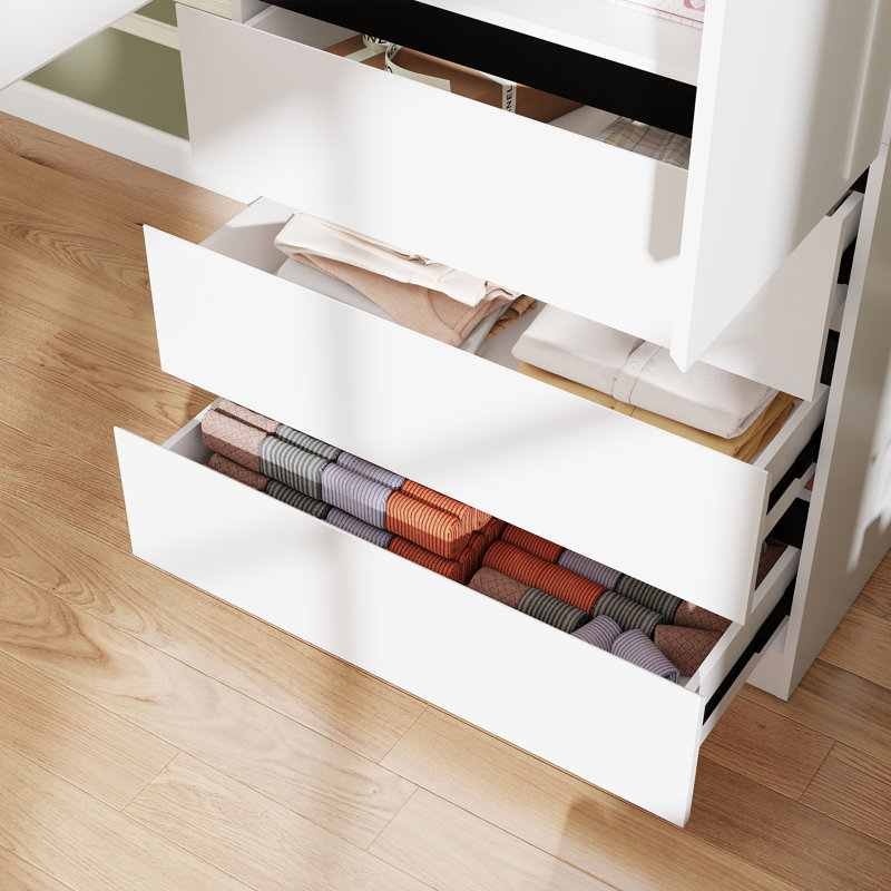 Armoire penderie avec 6 tiroirs pour la chambre à coucher (ensemble de 2)