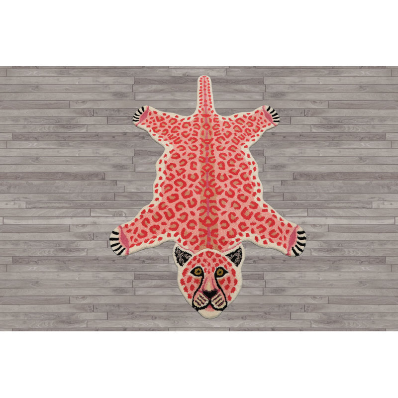 Tapis touffeté en laine 3 pi x 5 pi avec motif de tigre