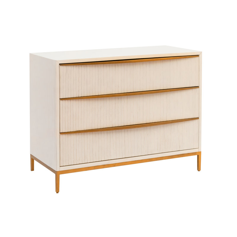 London 3-Drawers Cabinet In Antique White, Antique White