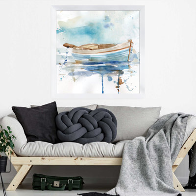 « malibu marina i », reproduction de peinture à l’aquarelle encadrée