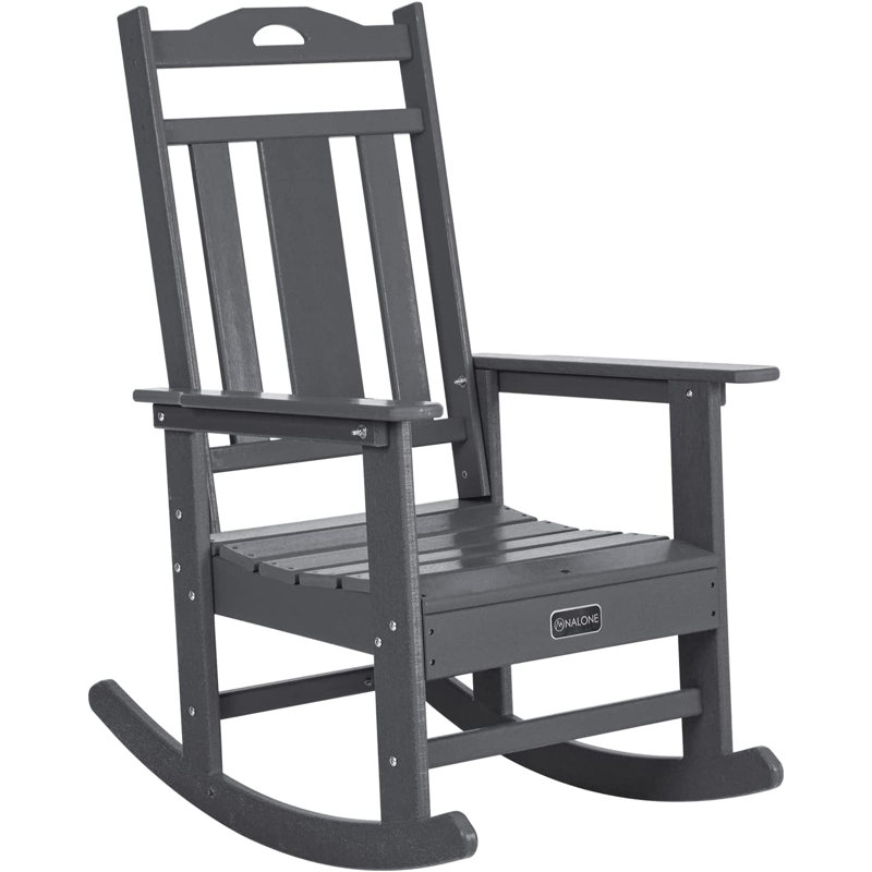 Chaise berçante d'extérieur en PEHD Theado, Gris