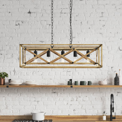 Alexia 5 - Light 35.04"W Black/Light Wood Pendant