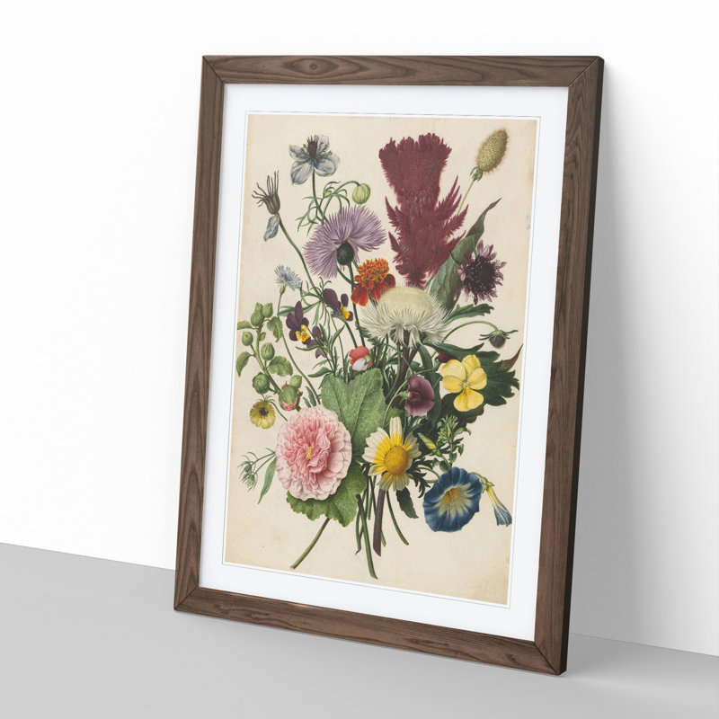 Flowers by Herman Henstenburgh - Picture Frame Graphic Art, Walnut Framed, 36cm H x 27cm W x 2cm D
