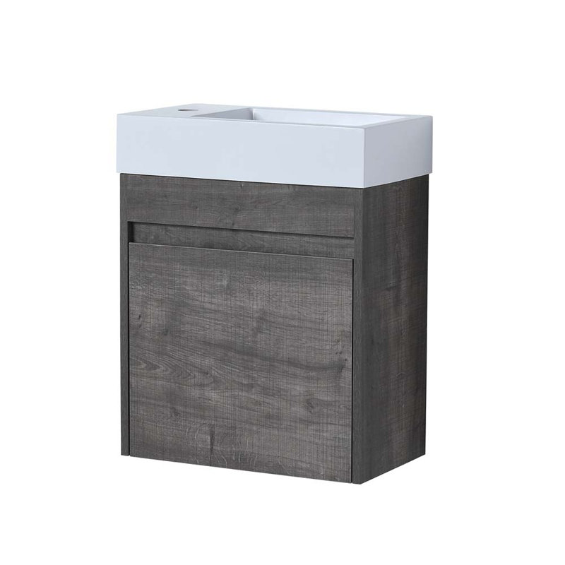 18.11 Single Bathroom Vanity with Sink, Plaid Gray Oak