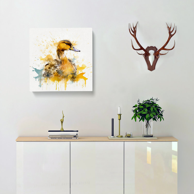 Duck Gestural Art No.5 - Wrapped Canvas, 50cm H x 50cm W x 3cm D