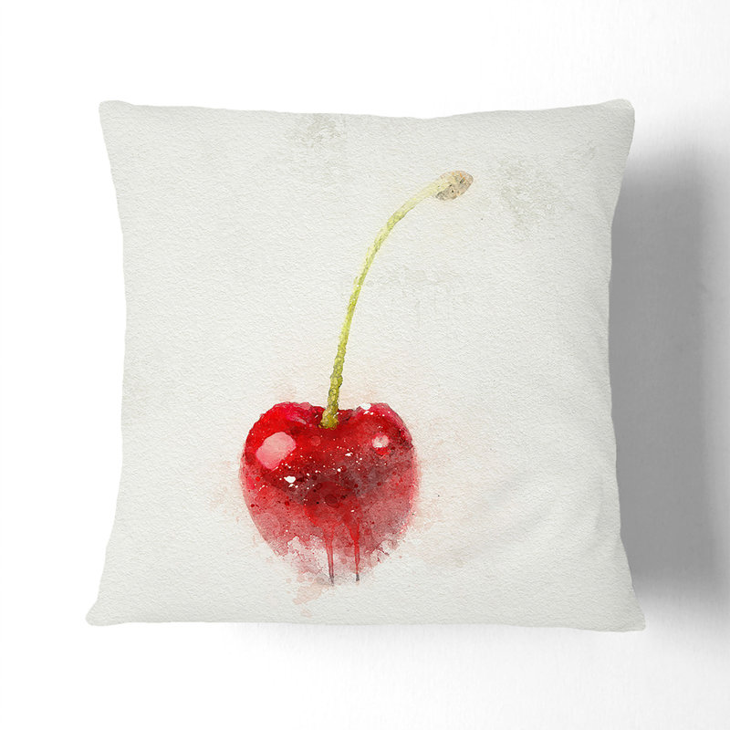 Lone Cherry Cushion with Filling, 40cm H x 40cm W x 15cm D, Stone