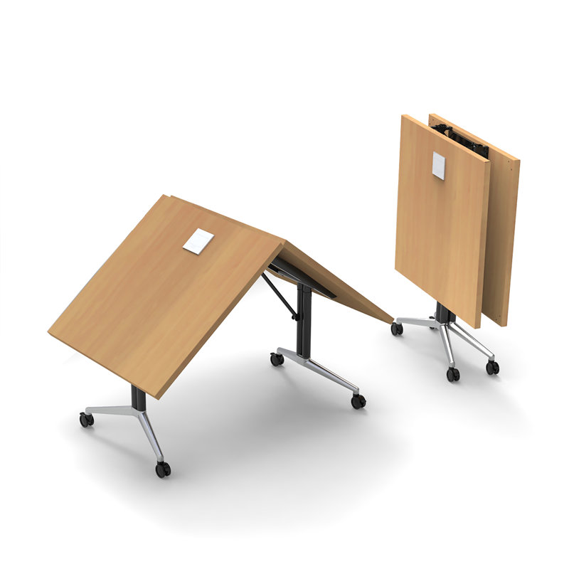 Ensemble de table et chaises pliantes pour 14 personnes avec roulettes, Hêtre