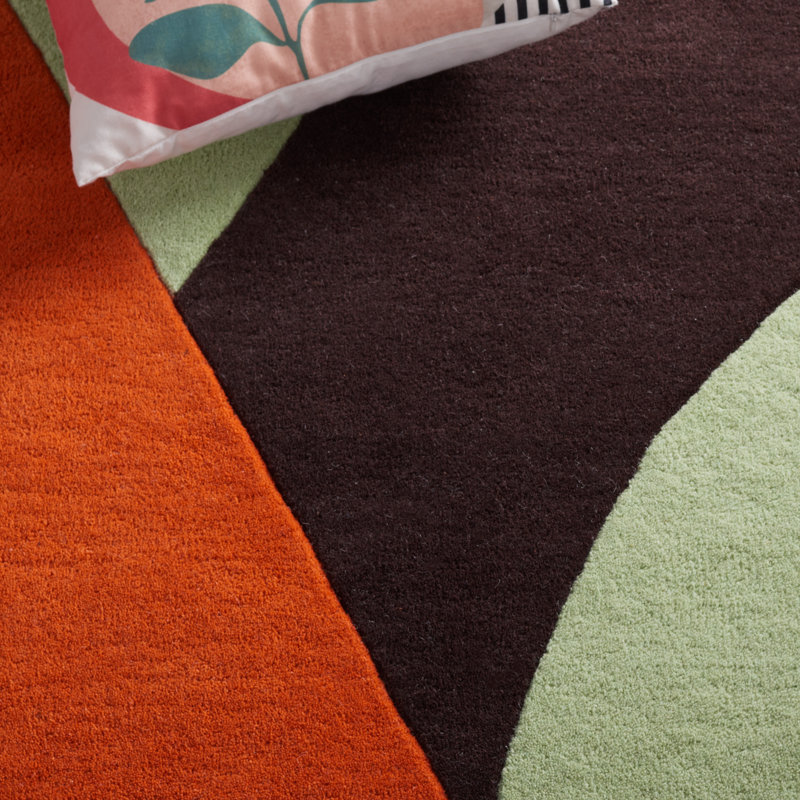Kazu Green Brown Hand-Woven Abstract Rug, Runner 2'3" x 8'