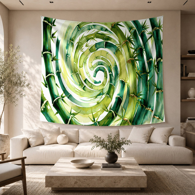 Tapisserie murale de pousses de bambou et de légumes, 68 po x 80 po
