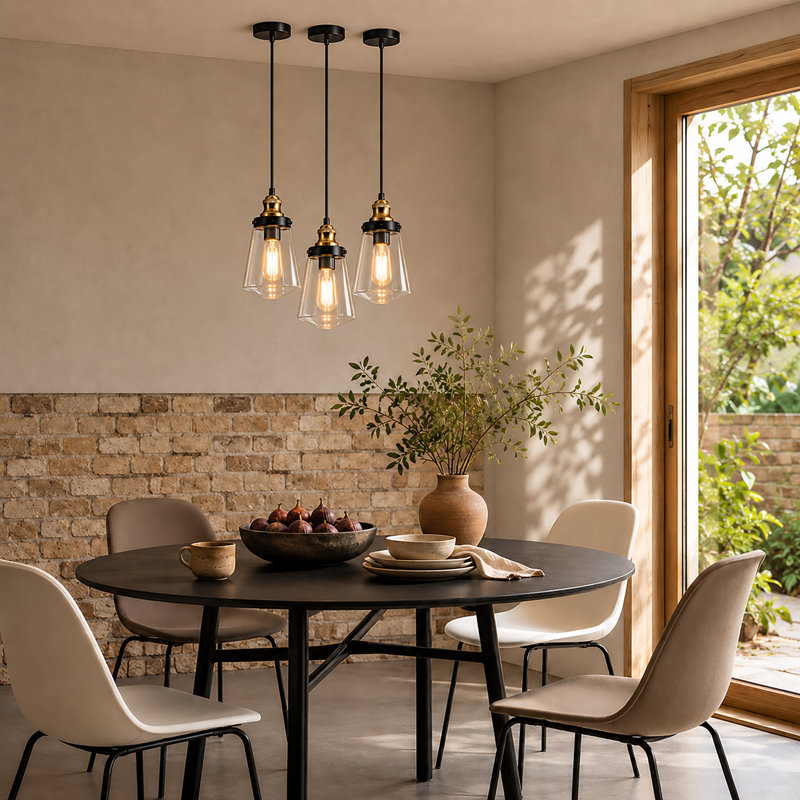 Modern Black Mini 1-Light Glass Pendant Light