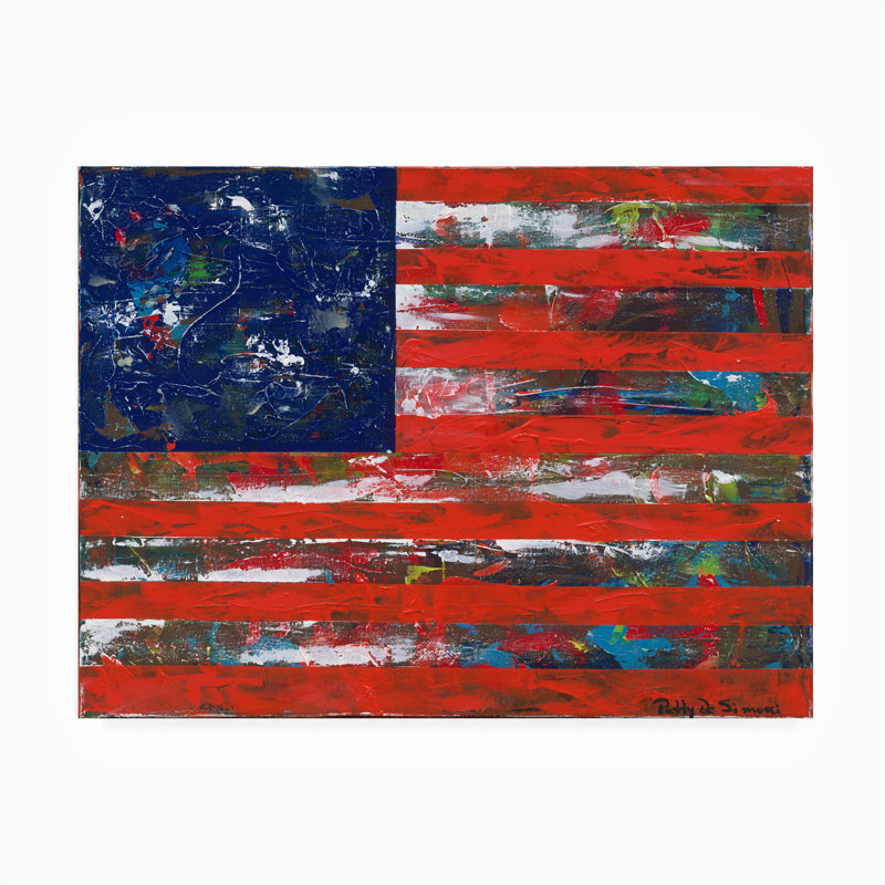 Toile d'extérieur «American Flag» par Patricia Alvez, H 14 po x l 19 po x P 1,5 po