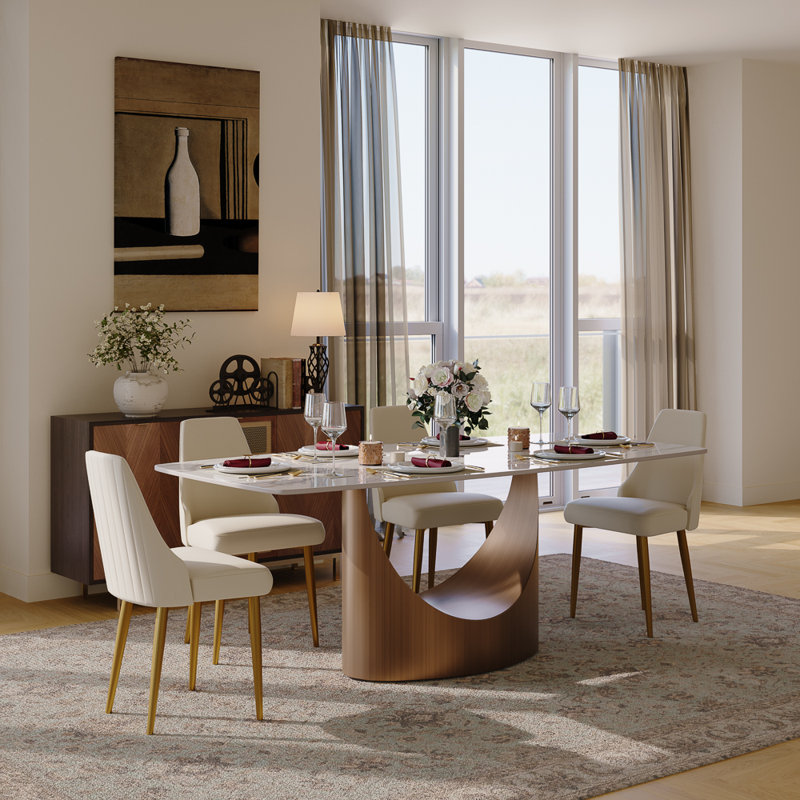 Table de salle à manger , L 78,74 po x l 39,37 po, Blanc lustré