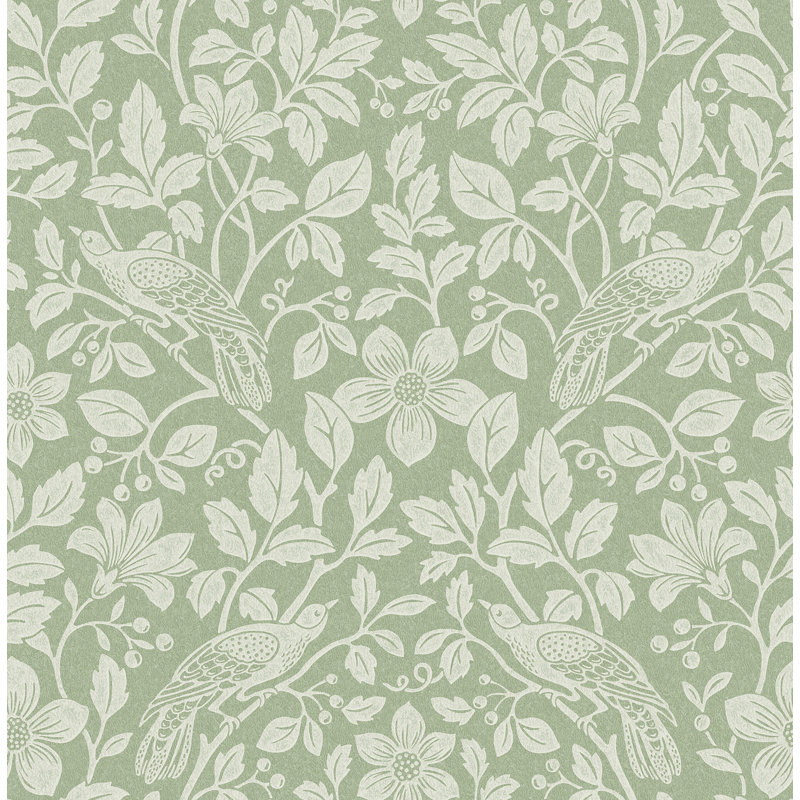 Manjeet Bird Vine Wallpaper, Green