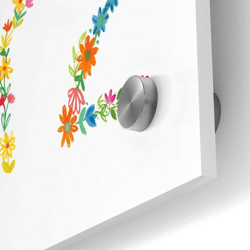 Art mural en verre épique «Floral Alphabet» par Farida Zaman, 24 po x 36 po, H 36 po x l 24 po