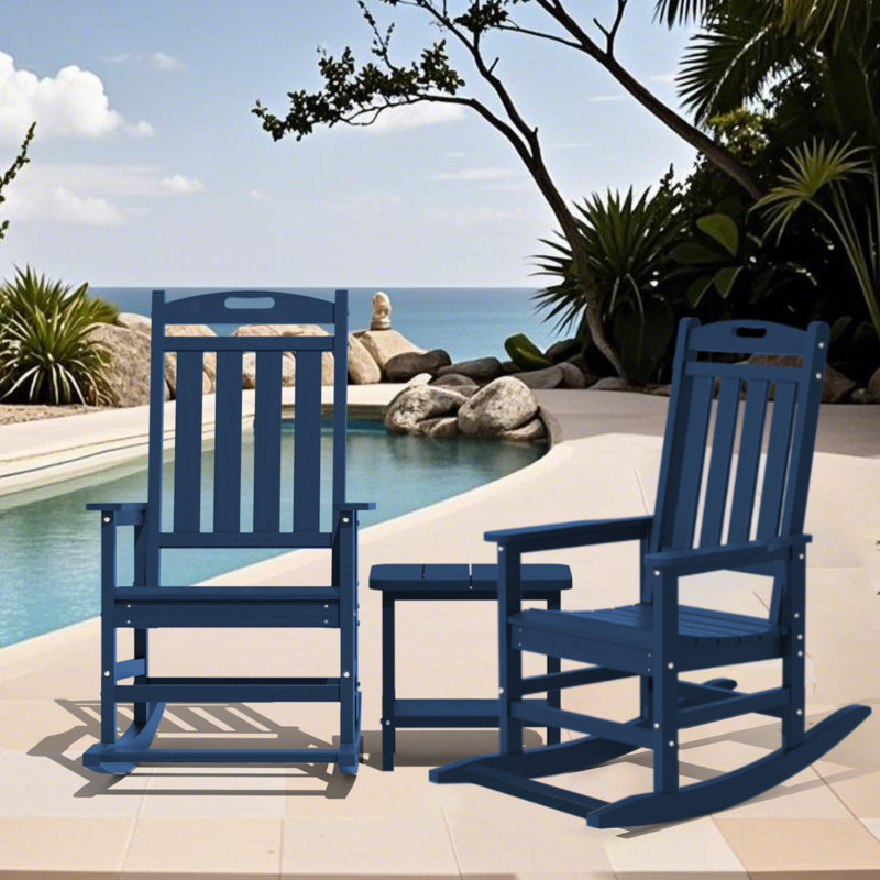 Ensemble de 2 chaises berçantes d'extérieur Hdpe, Marine