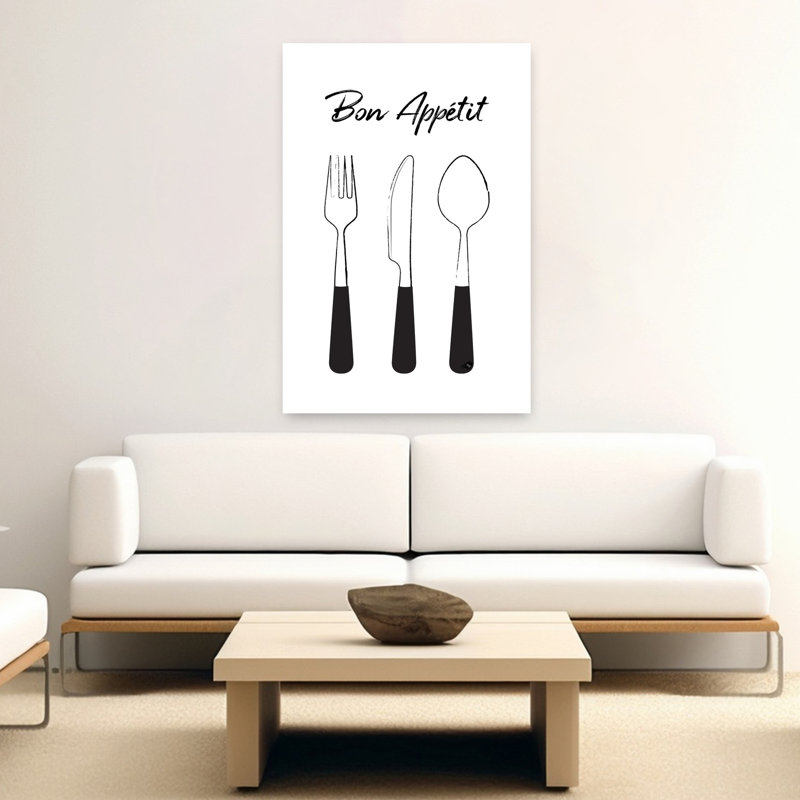 Bon Appetit Tableware Elegant Minimalist Wall Art Print by Martina - Wrapped Canvas Print, 152.4cm H x 101.6cm W
