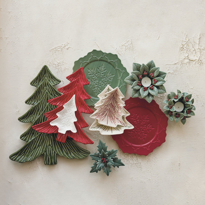 Hand-Painted Ceramic Tree Shaped Plates