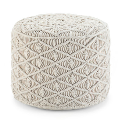 Pouf rond 18 po en macramé de coton naturel tissé à la main