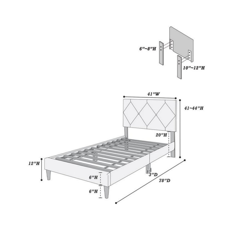 Lit plateforme moderne, Lit simple, Rose clair