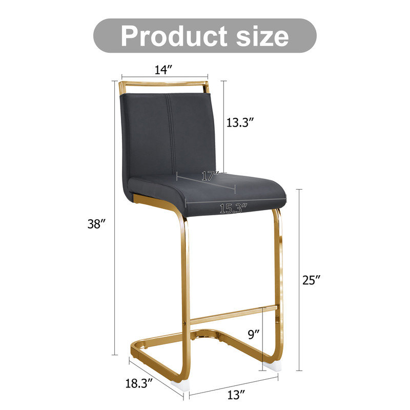  Jeileen 25'' Counter Stool (Set of 2), Black