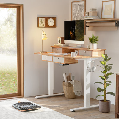 Euri Height Adjustable Standing Desk with Drawers