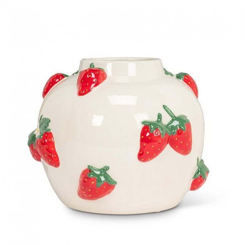 Large Round With Strawberries Vase