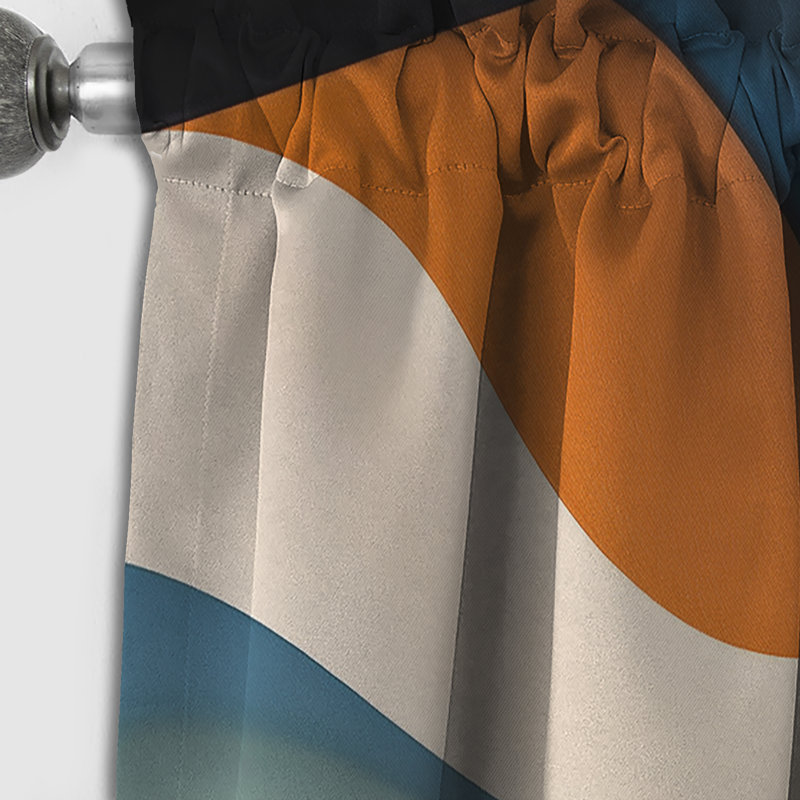 Rideau occultant en velours bleu orange et orange symétrique - 1 panneau, L 52 po x L 95 po