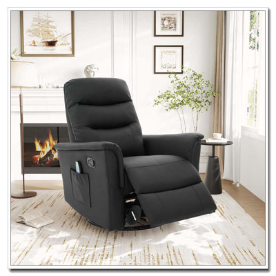 Manual Recliner Chair Rocking and Swivel Recliner Nursery Rocking Recliner Massage Recliner with 8-Point Massage Function and Adjustable Backrest
