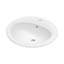 Lavabo de salle de bain ovale encastré 22 po en céramique blanche avec trop-plein et trou de robinet pré-percé simple-127342868