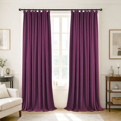  Velvet Pinch Pleat Blackout Curtains 2 Panels, Multi-Color & Multi-Size Options