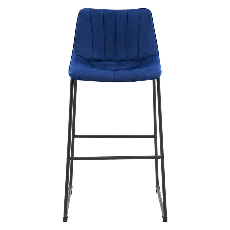 Seder Upholstered Counter Stool with Metal Frame, Blue