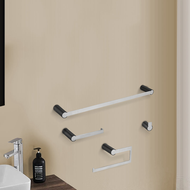 4 - Piece Bathroom Hardware Set, Brushed Nickel/Black