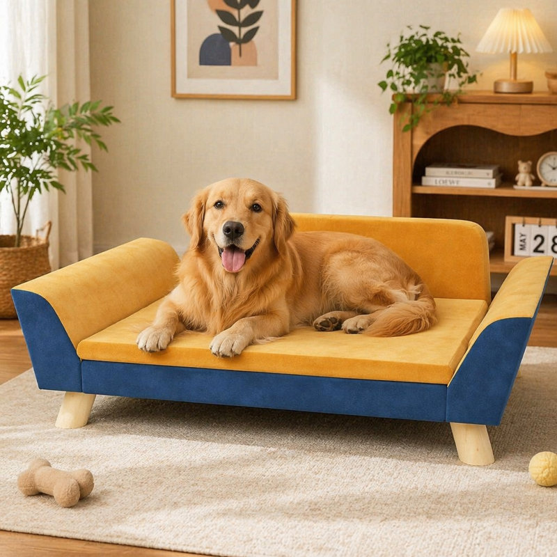 Canapé-lit pour chien avec coussin moelleux, housse lavable