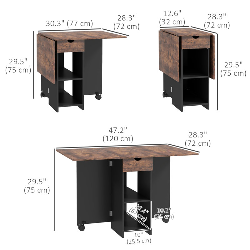 Airial Rectangular 47.2'' L x 28.3'' W, Walnut, Black