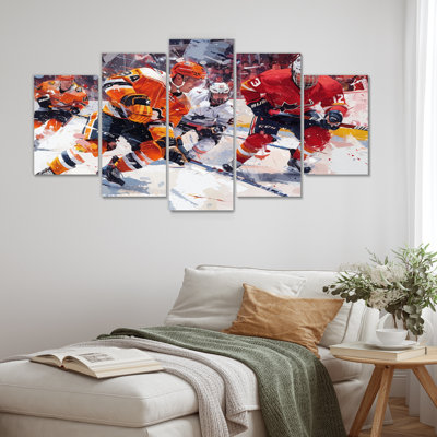 Hockey Players During Playoffs I - Sport Hockey Canvas Wall Art Set
