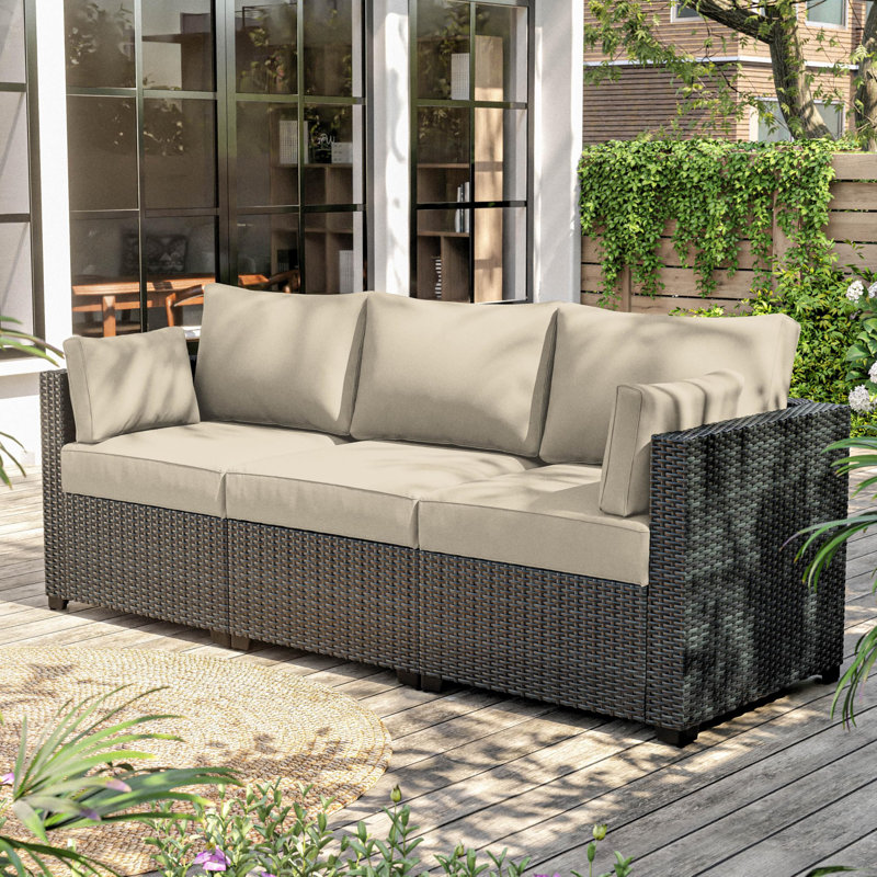 Wynee 8Pcs Outdoor Cushions Patio Furniture Cushions Replacement Set For 3 Seats, Beige