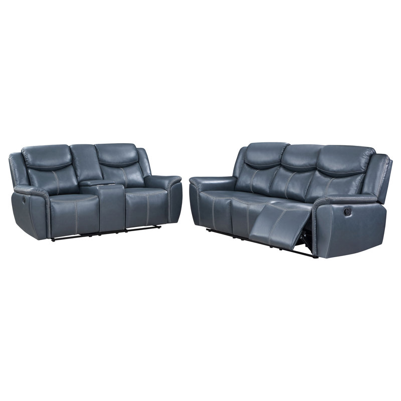 Ensemble de salon en faux cuir Tommee, 2 Pieces: Sofa, Loveseat 