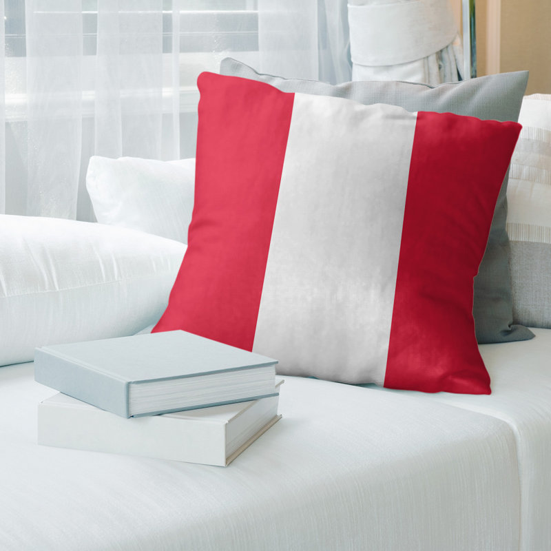  Housse de coussin Euro, Rouge / Blanc, Polyester filé